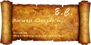 Baronyi Ciprián névjegykártya